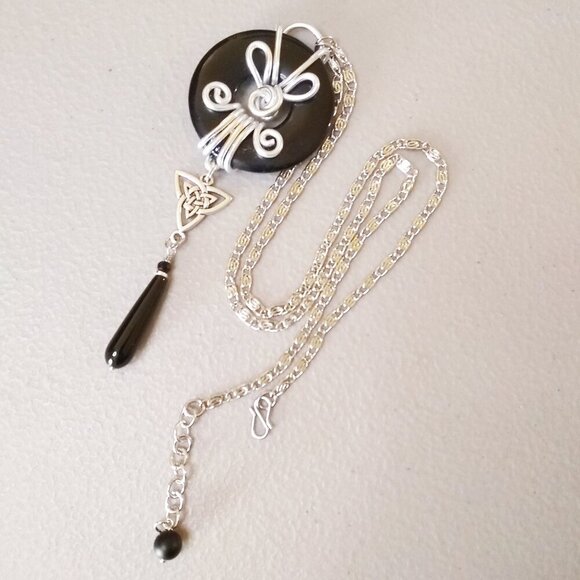 Massive Black Agate Statement Necklace ~ Goth Celtic Pagan Protection Grounding - Picture 1 of 13